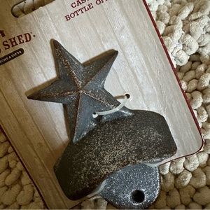 RED SHED STAR Cast Iron Bottle Opener Wall Mount NWT